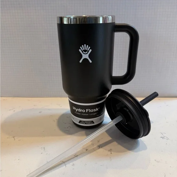 NWT! Hydro Flask Matte Black Mug Insulated Tumbler w/ Straw - Picture 4 of 10